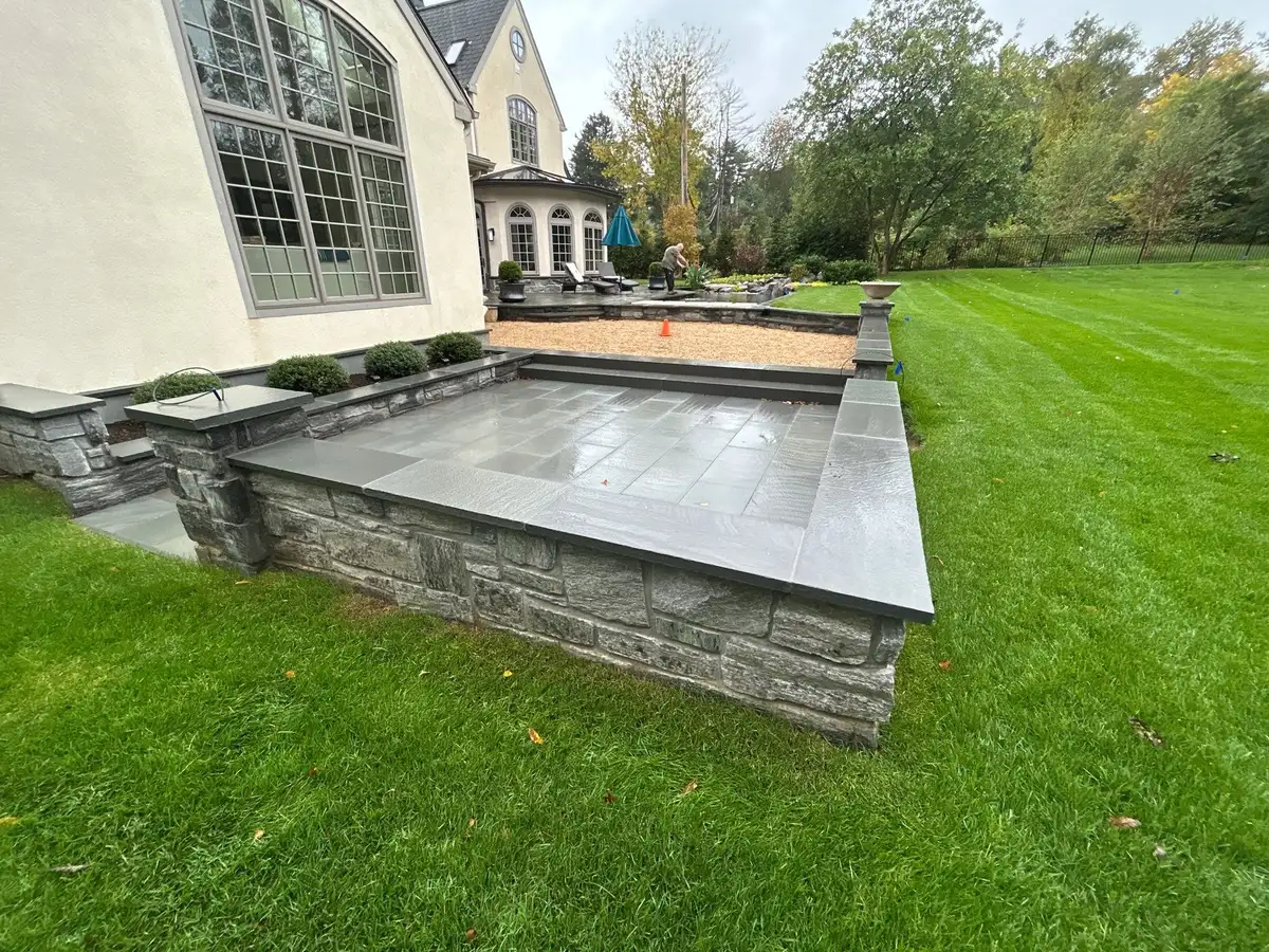 Autumn leaves caught on pond netting with clear water visible underneath