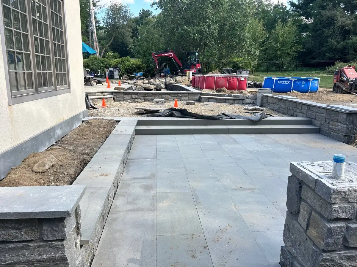 Natural stream system with cascading pools and stone work